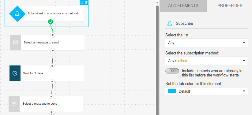 GetResponse trigger condition setup showing new subscriber trigger for welcome email sequence automation